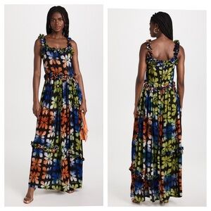 Busayo Aje Ruffle Trim Floral Maxi Dress Size Small